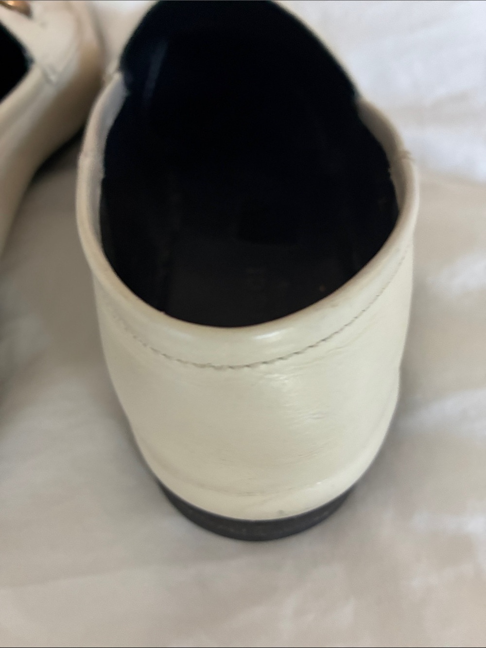 Gucci Cream Leather Strawberry Brixton Horsebit Loafers - Picture 4 of 7
